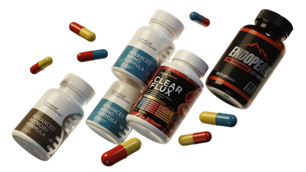 Premium NutraElite supplements collection displayed on lifestyle background